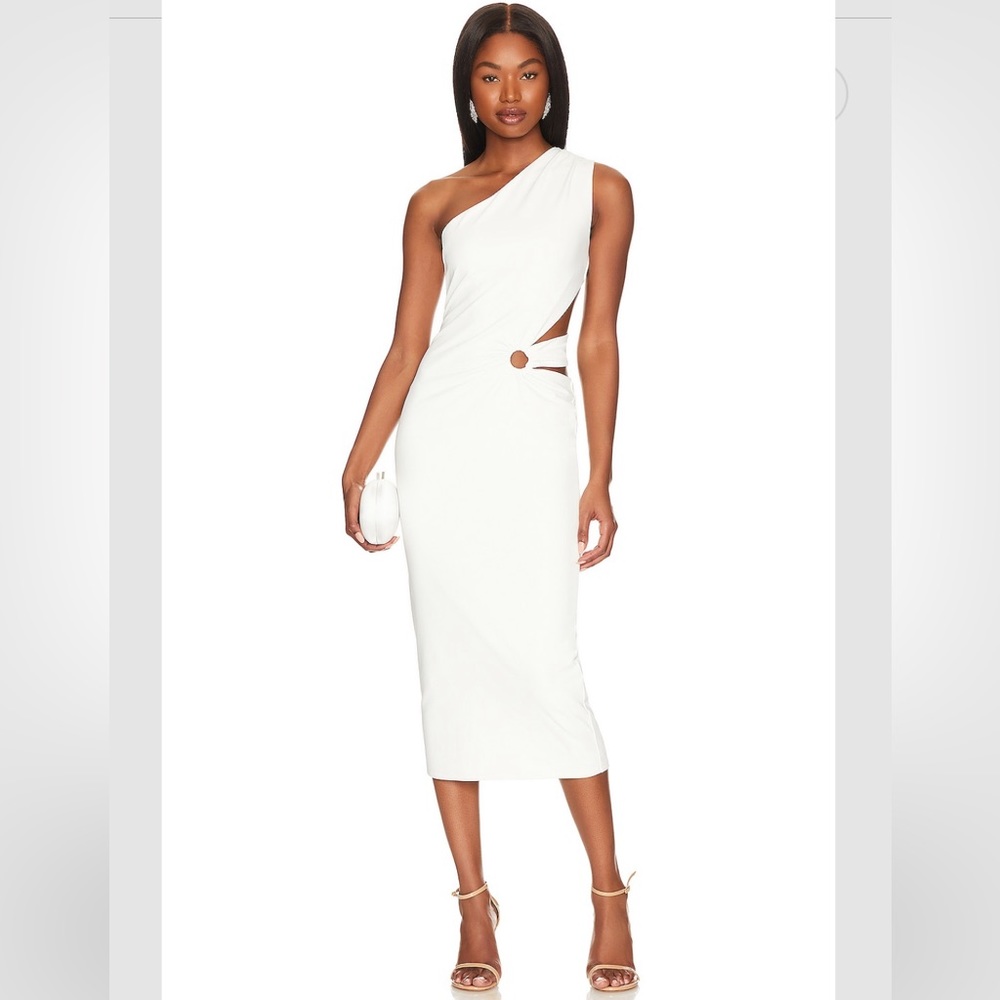 Off white midi dress with cut outs